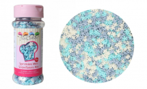 Detail k výrobkuFunCakes Cukrové snehové vločky biele a modré (50 g)
