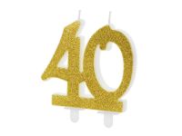 Detail k výrobkuPartyDeco Narodeninová sviečka "40" zlatá (7,5 cm)