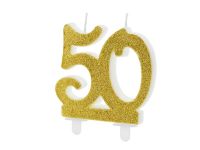 Detail k výrobkuPartyDeco Narodeninová sviečka "50" zlatá (7,5 cm)
