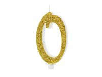 Detail k výrobkuPartyDeco Narodeninová sviečka "0" zlatá (10  cm)