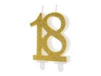 Detail k výrobkuPartyDeco Narodeninová sviečka "18" zlatá (7,5 cm)