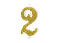 Detail k výrobkuPartyDeco Narodeninová sviečka "2" zlatá (10  cm)