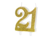Detail k výrobkuPartyDeco Narodeninová sviečka "21" zlatá (7,5 cm)