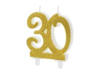 Detail k výrobkuPartyDeco Narodeninová sviečka "30" zlatá (7,5 cm)