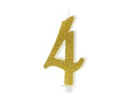 Detail k výrobkuPartyDeco Narodeninová sviečka "4" zlatá (10  cm)