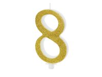 Detail k výrobkuPartyDeco Narodeninová sviečka "8" zlatá (10  cm)