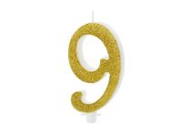 Detail k výrobkuPartyDeco Narodeninová sviečka "9" zlatá (10  cm)