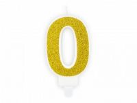 Detail k výrobkuPartyDeco Narodeninová sviečka malá "0" zlatá (7 cm)