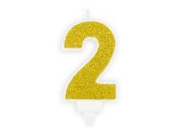 Detail k výrobkuPartyDeco Narodeninová sviečka malá "2" zlatá (7 cm)