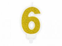 Detail k výrobkuPartyDeco Narodeninová sviečka malá "6" zlatá (7 cm)