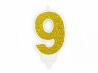 Detail k výrobkuPartyDeco Narodeninová sviečka malá "9" zlatá (7 cm)