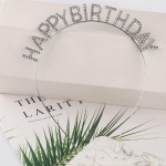 Obrázek k výrobku 26703 - Nejedlá dekorácia kovová Čelenka strieborná Happy Birthday