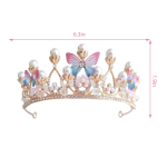 Obrázek k výrobku 26701 - Nejedlá dekorácia kovová Koruna zlatá s perlami a motýliky