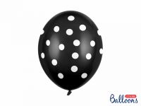 Detail k výrobkuPartyDeco balóniky Čierne s bielymi bodkami (6 ks)
