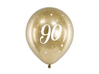 Detail k výrobkuPartyDeco balóniky zlaté metalické s bielym číslom 90 (6 ks)