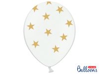 Detail k výrobkuPartyDeco balóniky biele so zlatými hviezdami (6 ks)