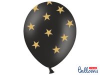 Detail k výrobkuPartyDeco balóniky čierne so zlatými hviezdami (6 ks)