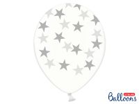 Detail k výrobkuPartyDeco balóniky priehľadné so striebornými hviezdami (6 ks)