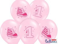 Detail k výrobkuPartyDeco balóniky svetlo-ružové s číslom 1 a topánkami (6 ks)