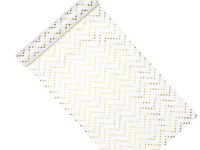 Detail k výrobkuPartyDeco Dekoratívna stuha na stôl biela so zlatými hviezdami