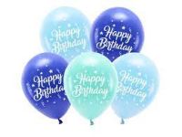Obrázek k výrobku 25209 - PartyDeco ECO balóny 26 cm, Happy Birthday, modré