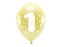 Detail k výrobkuPartyDeco ECO balóny metalické zlaté s číslom "1" (6 ks)