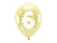 Detail k výrobkuPartyDeco ECO balóny metalické zlaté s číslom "6" (6 ks)
