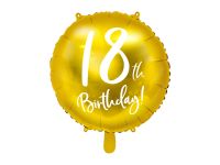 Detail k výrobkuPartyDeco Fóliový balón 18 th birthday zlatý (45 cm)