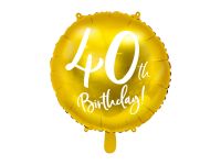 Detail k výrobkuPartyDeco Fóliový balón 40 th birthday zlatý (45 cm)