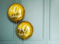 Obrázek k výrobku 21339 - PartyDeco Fóliový balón 40 th birthday zlatý (45 cm)