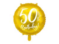 Detail k výrobkuPartyDeco Fóliový balón 50 th birthday zlatý (45 cm)