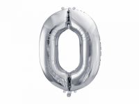 Detail k výrobkuPartyDeco Fóliový balón číslo "0" strieborný (86 cm)