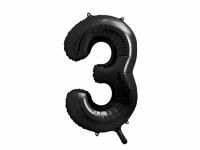 Detail k výrobkuPartyDeco Fóliový balón číslo "3" čierny (86 cm)
