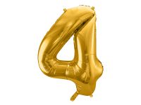 Detail k výrobkuPartyDeco Fóliový balón číslo "4" zlatý (86 cm)