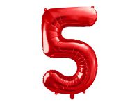 Detail k výrobkuPartyDeco Fóliový balón číslo "5" červený (86 cm)