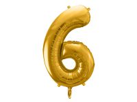Detail k výrobkuPartyDeco Fóliový balón číslo "6" zlatý (86 cm)