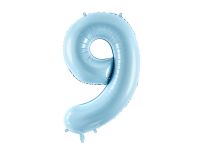 Detail k výrobkuPartyDeco Fóliový balón číslo "9 "bledo- modrý (86 cm)