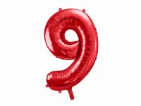 Detail k výrobkuPartyDeco Fóliový balón číslo "9" červený (86 cm)