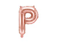 Detail k výrobkuPartyDeco Fóliový balón písmeno "P" ružové zlato (35 cm)