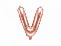 Detail k výrobkuPartyDeco Fóliový balón písmeno "V" ružové zlato (35 cm)