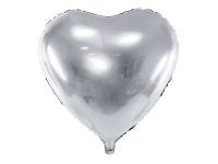 Detail k výrobkuPartyDeco Fóliový balón Srdce strieborné 45 cm