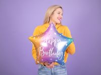 Obrázek k výrobku 20957 - PartyDeco Fóliový balónik  Hviezda s nápisom Happy birthday 1 ks