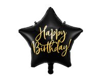 Detail k výrobkuPartyDeco Fóliový balónik  Hviezda s nápisom Happy birthday čierny1 ks