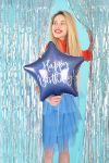 Obrázek k výrobku 21342 - PartyDeco Fóliový balónik  Hviezda s nápisom Happy birthday modrý1 ks