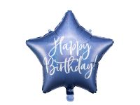 Detail k výrobkuPartyDeco Fóliový balónik  Hviezda s nápisom Happy birthday modrý1 ks