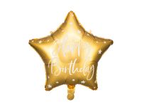 Detail k výrobkuPartyDeco Fóliový balónik  Hviezda s nápisom Happy birthday zlatý1 ks