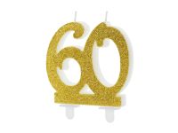 Detail k výrobkuPartyDeco Narodeninová sviečka "60" zlatá (7,5 cm)