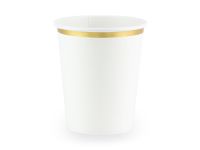 Detail k výrobkuPartyDeco papierové poháre biele so zlatým lemovaním (6 ks)