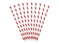 Detail k výrobkuPartyDeco Papierové slamky červené pruhy (10 ks)