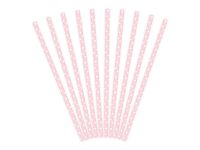 Detail k výrobkuPartyDeco Papierové slamky ružové s bodkami (10 ks)